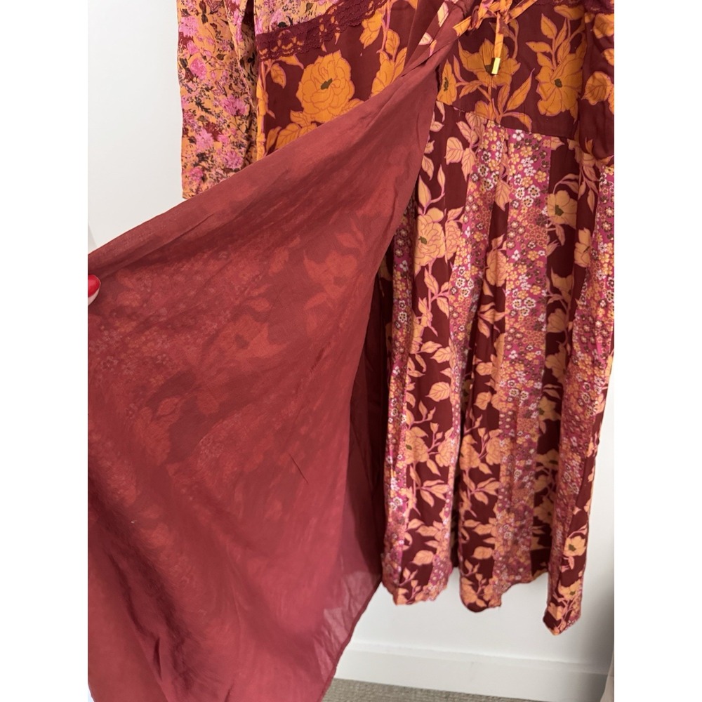 Free People Bohemian Retro 70s Gypsy Fall Floral Tilda Maxi Dress NEW - Picture 10 of 13